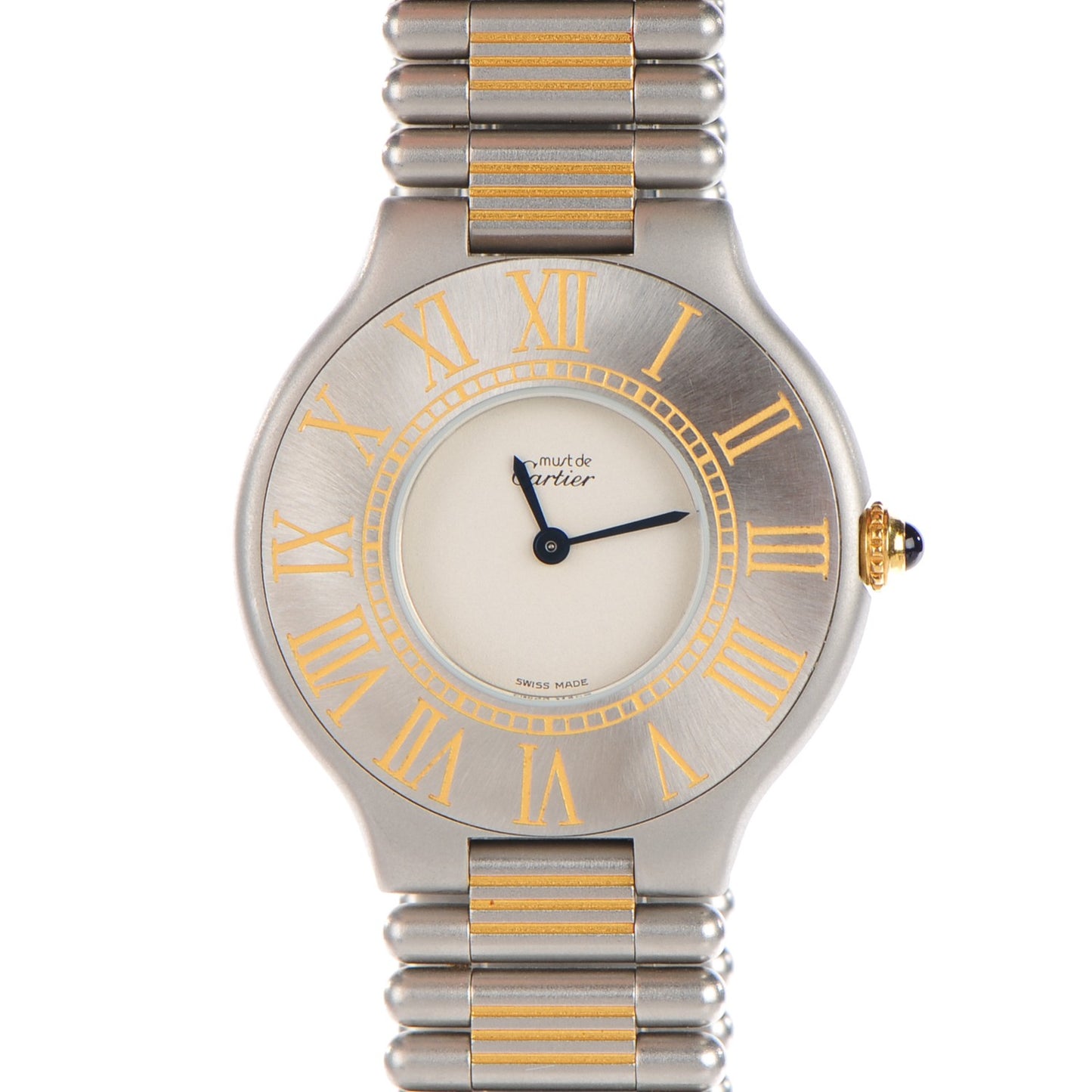 Stainless Steel 18K Yellow Gold 31mm Must De 21 Bullet Link Quartz Watch