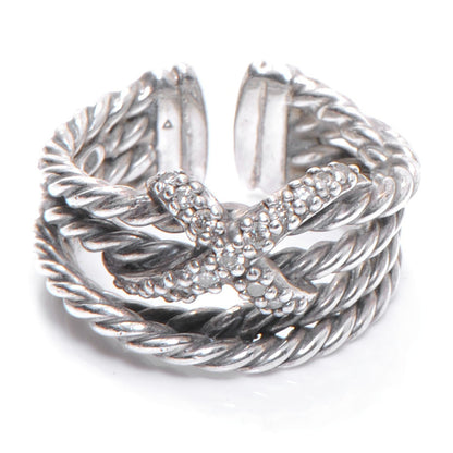 David Yurman Sterling Silver Diamond X Crossover Ring 6.5 1 of 5