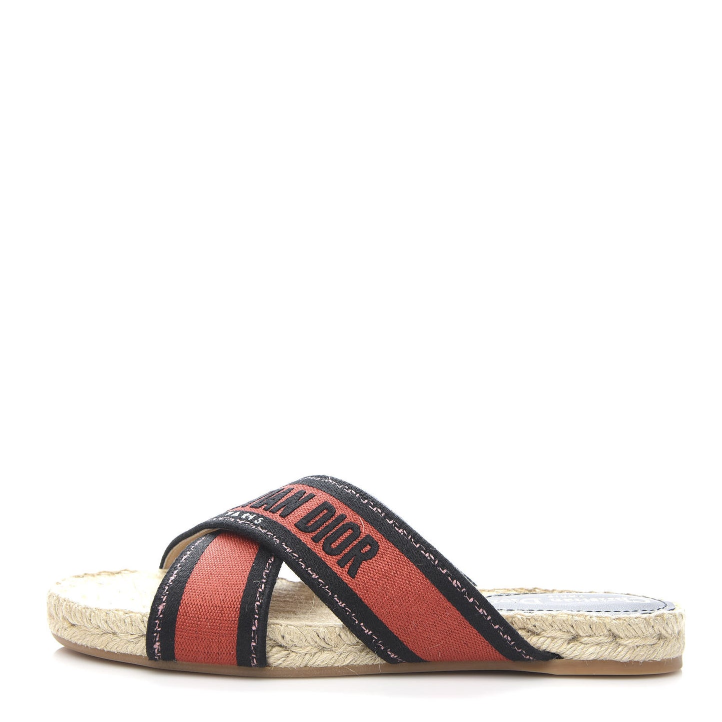 Canvas Embroidered Granville Espadrille Crisscross Flat Slide Sandals 37.5 Spicy Red