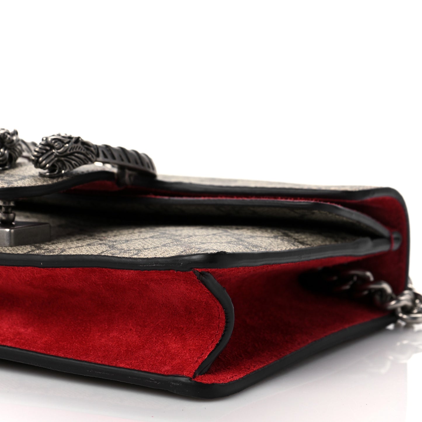 GG Supreme Monogram Suede Mini Dionysus Shoulder Bag Beige Ebony Vulcanic Red