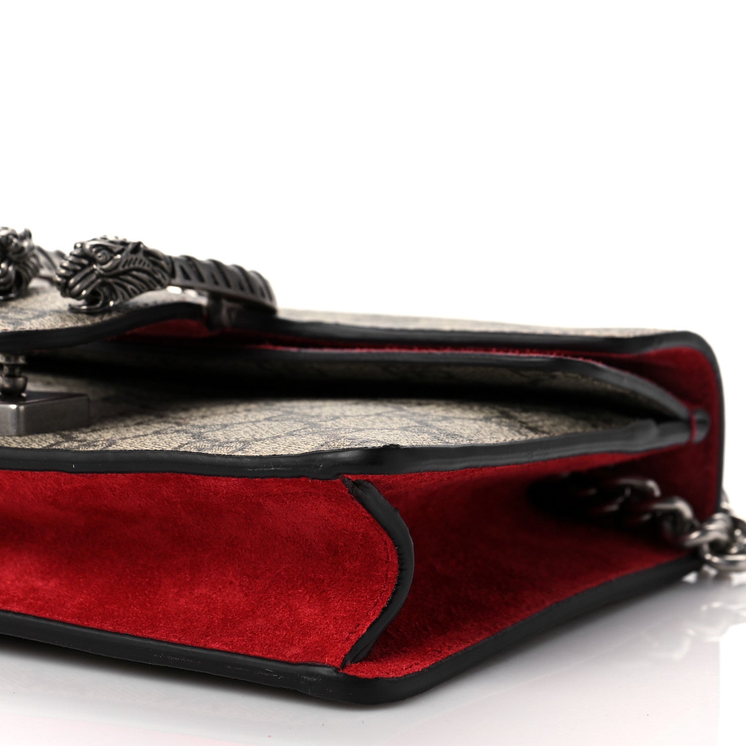 Gucci GG Supreme Monogram Suede Mini Dionysus Shoulder Bag Beige Ebony Vulcanic Red 9 of 9