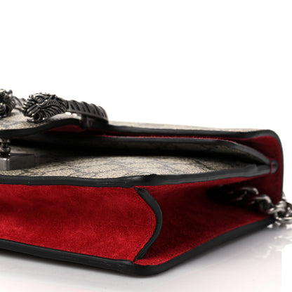Gucci GG Supreme Monogram Suede Mini Dionysus Shoulder Bag Beige Ebony Vulcanic Red 9 of 9
