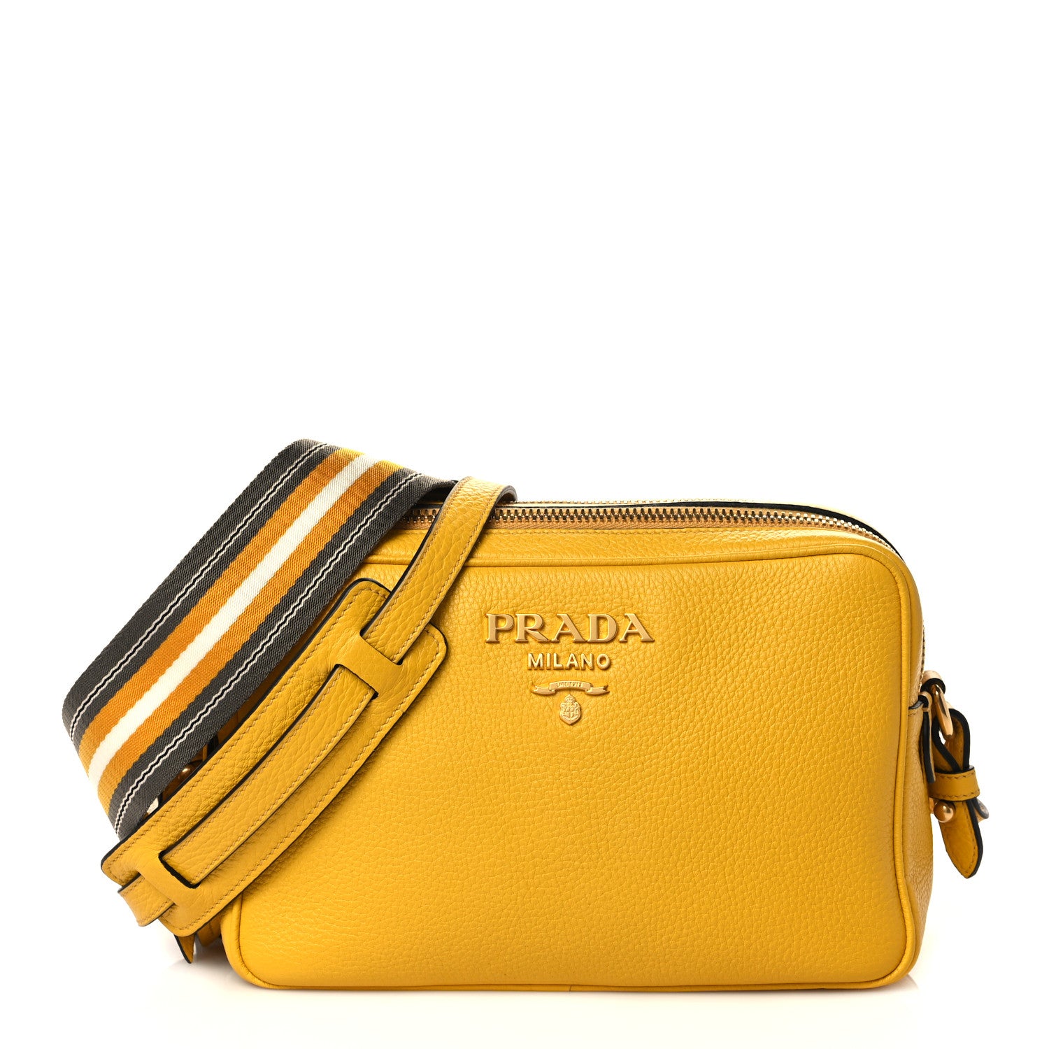Prada Vitello Daino Medium Double Zip Shoulder Bag Soleil 1 of 11
