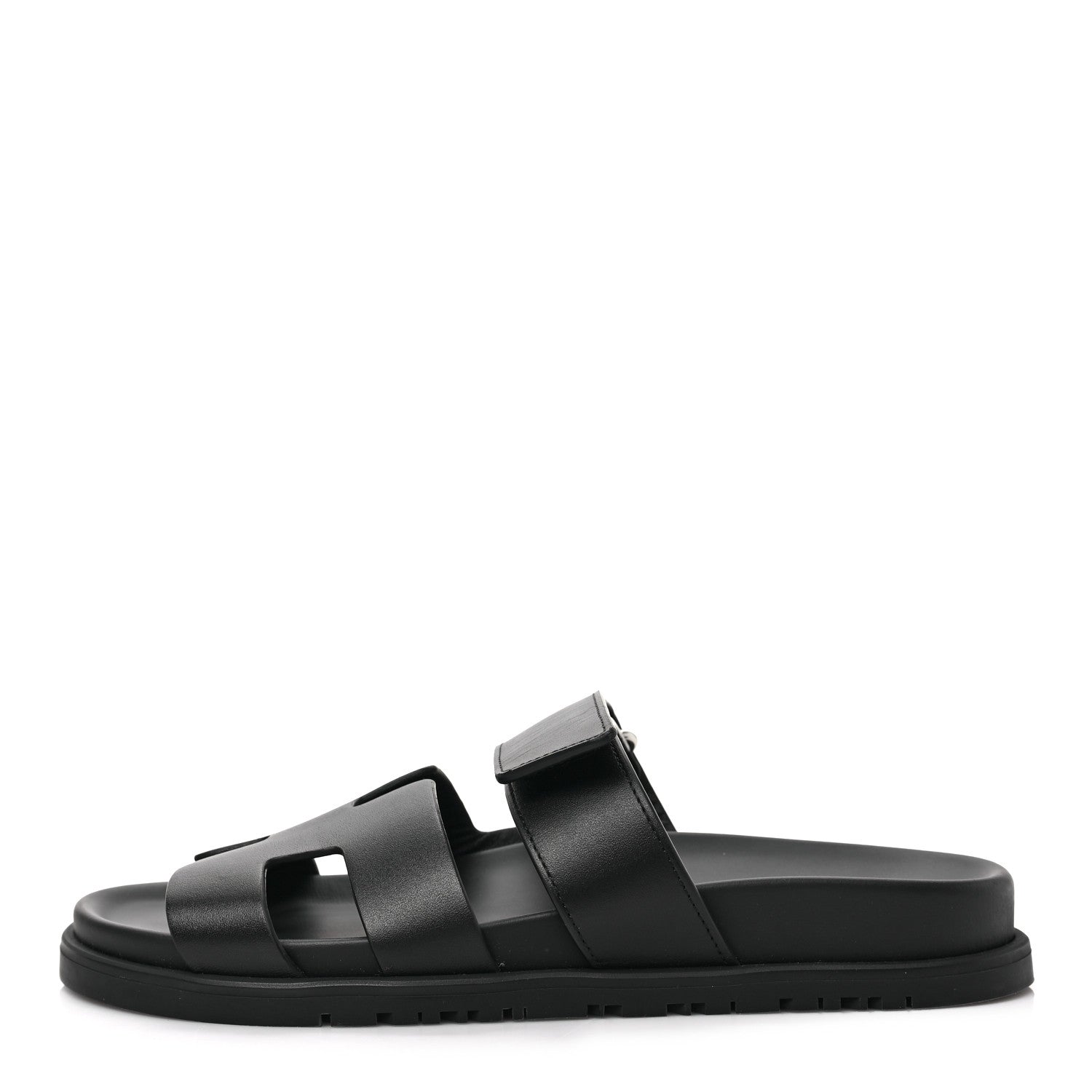 Hermes Calfskin Womens Chypre Sandals 36.5 Black 1 of 8