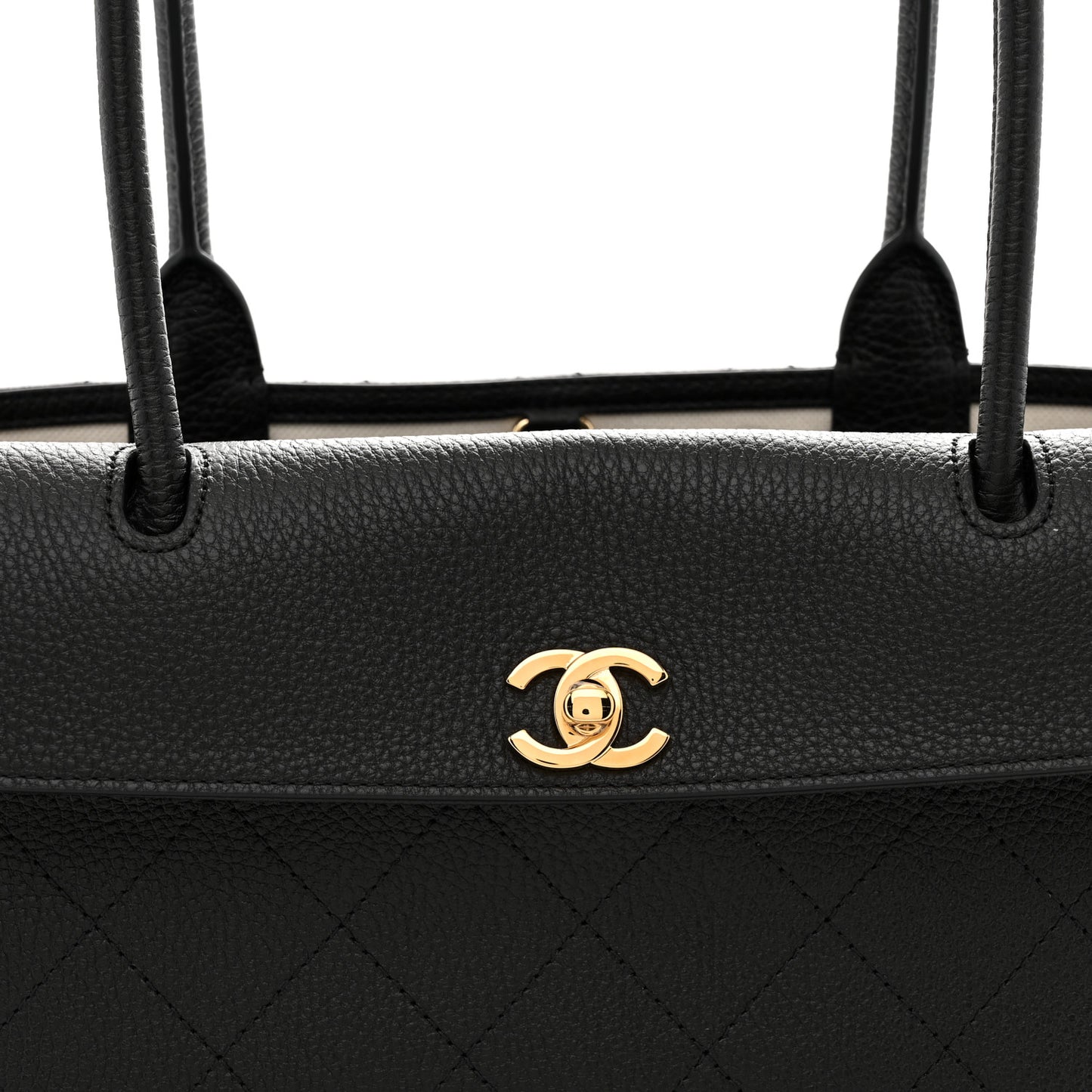 Grained Calfskin Urban Essentials Small Shopping Bag Black