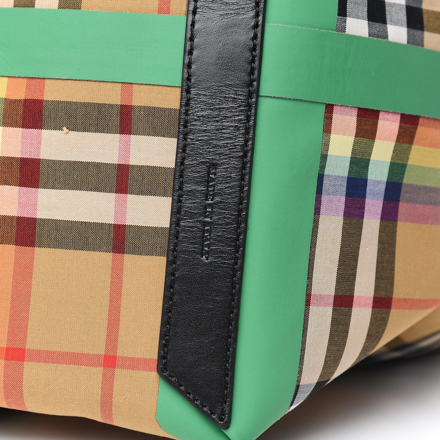 Burberry Vintage Rainbow Check Extra Large The Giant Reversible Tote Antique Yellow 11 of 17