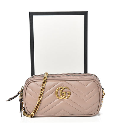Gucci Calfskin Matelasse Mini GG Marmont Chain Crossbody Bag Porcelain Rose 13 of 13
