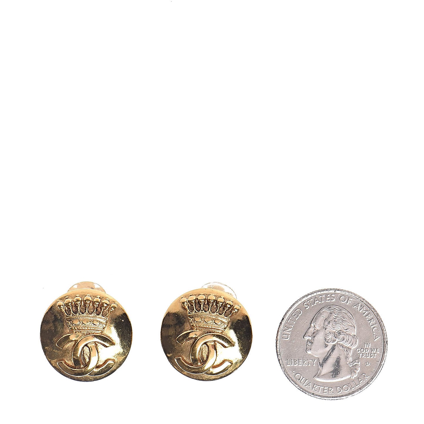 CC Crown Clip On Earrings Gold