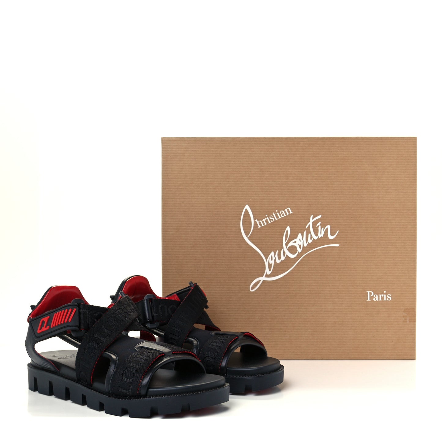 Calfskin Velcrissimo Flat Sandals 35.5 Black