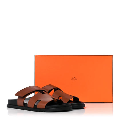 Hermes Calfskin Womens Chypre Sandals 41 Gold 9 of 9