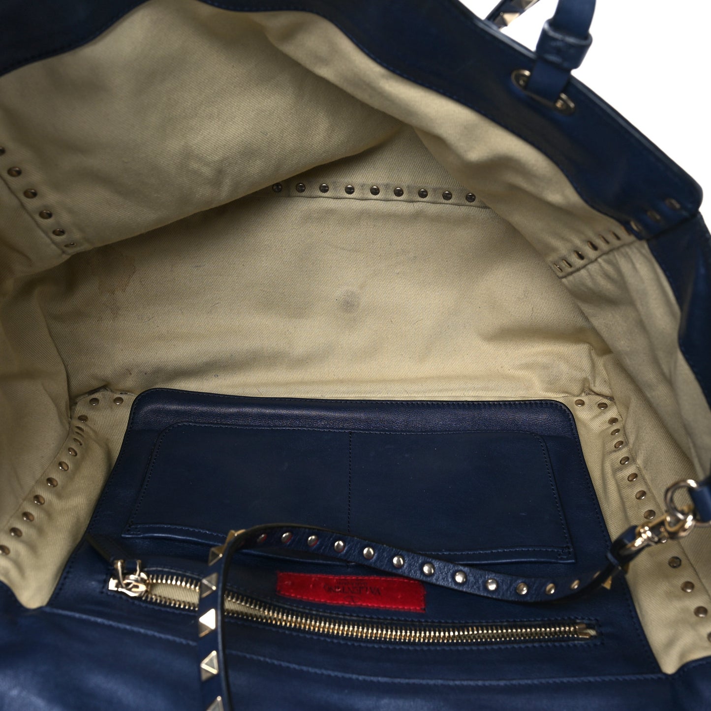 Vitello Medium Rockstud Tote Marine