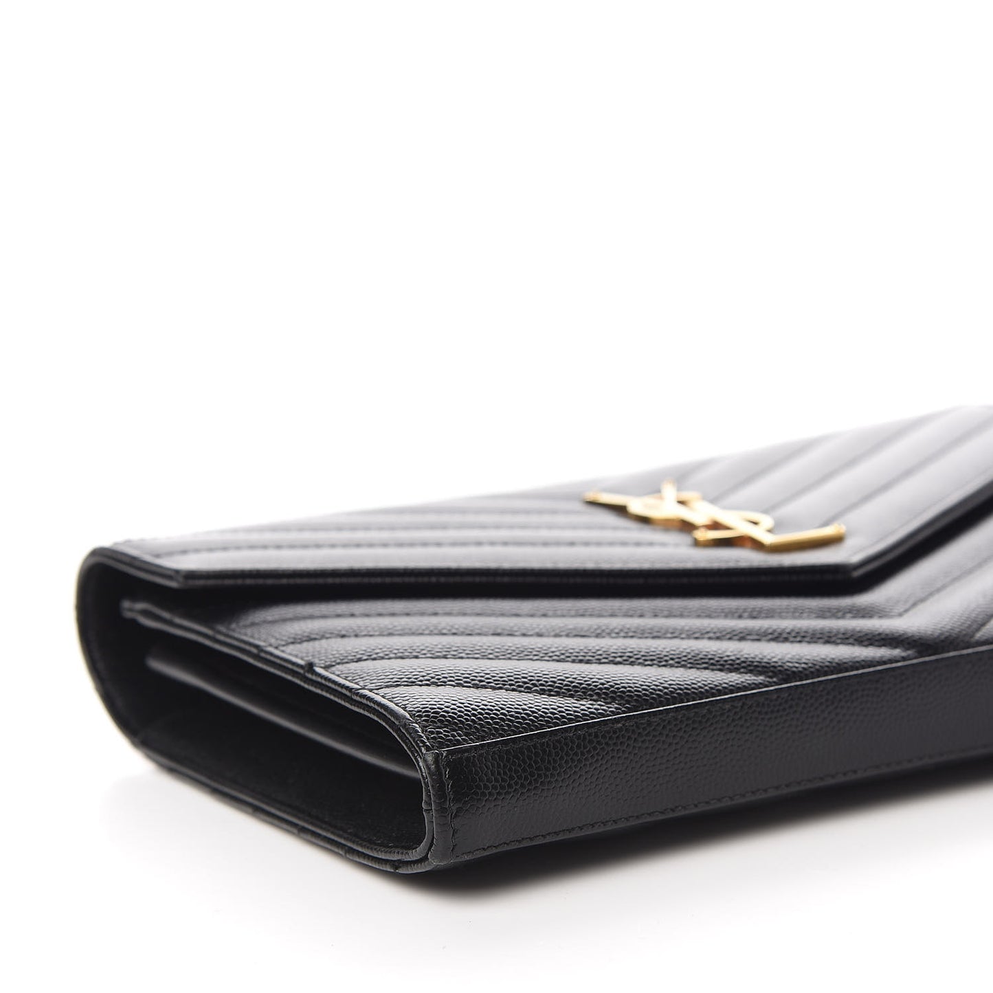 Grain De Poudre Matelasse Chevron Monogram Chain Wallet Black