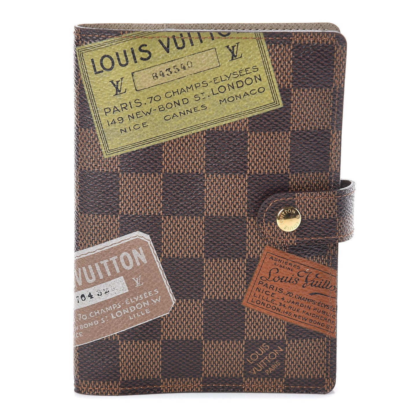 Damier Ebene Labels Small Ring Agenda Cover