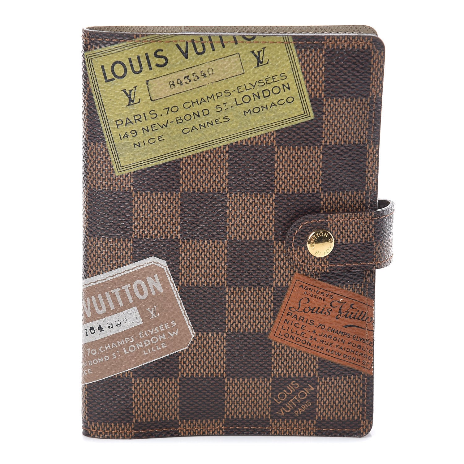 Louis Vuitton Damier Ebene Labels Small Ring Agenda Cover 1 of 12