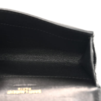 Saint Laurent Goatskin Carre Quilted Cassandre Compact Envelope Card Case Black 5 of 7