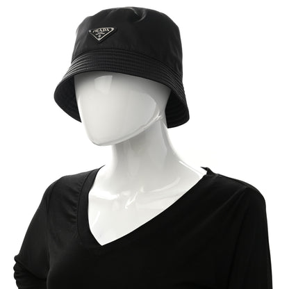 Prada Re-Nylon Metal Triangle Logo Womens Bucket Hat L Black 2 of 10