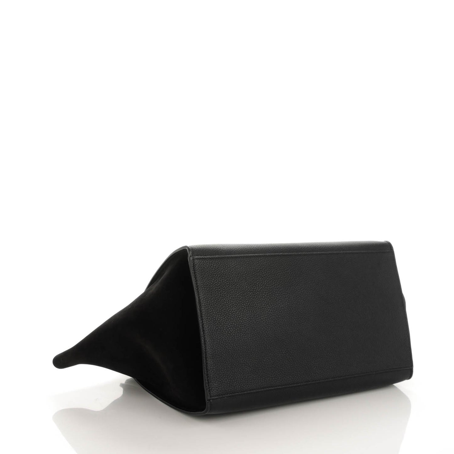 Drummed Calfskin Suede Medium Trapeze Black