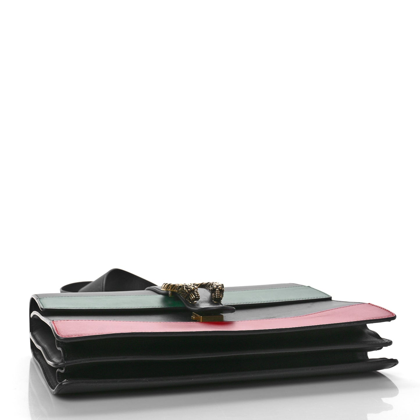 Calfskin Bamboo Web Large Dionysus Top Handle Bag Black Bright Evergreen Hibiscus Red