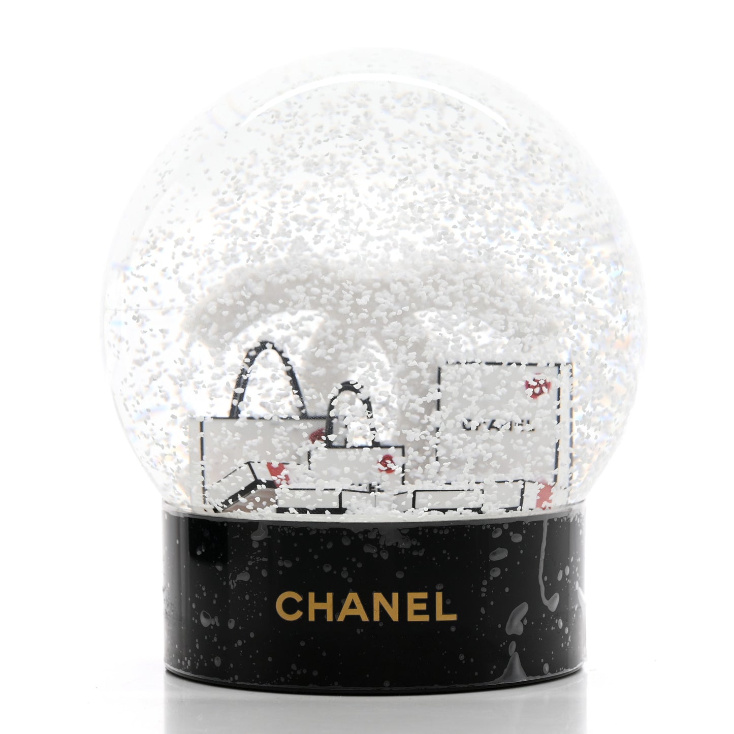 Glass CC Shopping Bag Snow Globe
