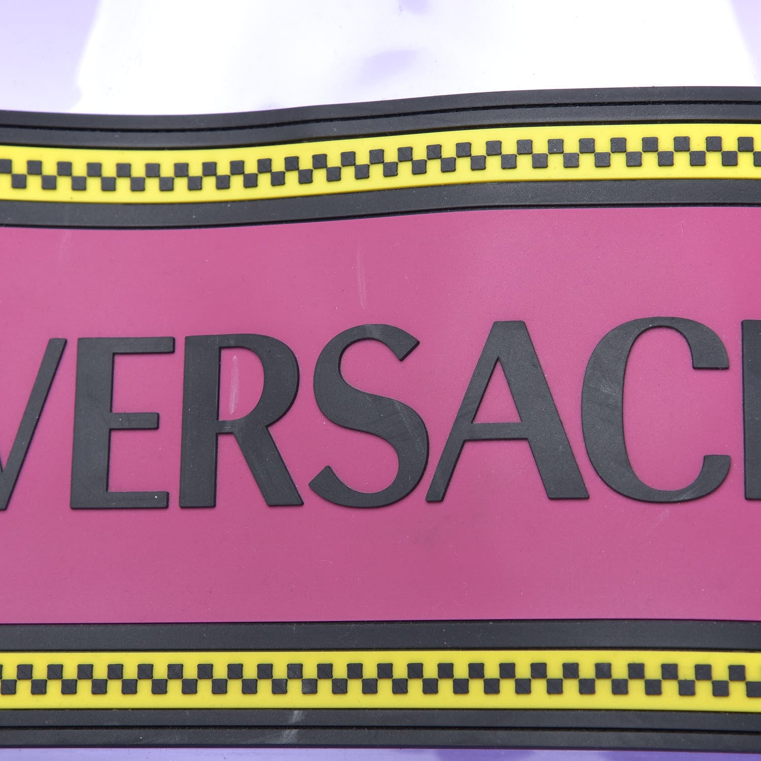 Versace Vinyl Calfskin 90s Logo Tote Purple Yellow 9 of 10