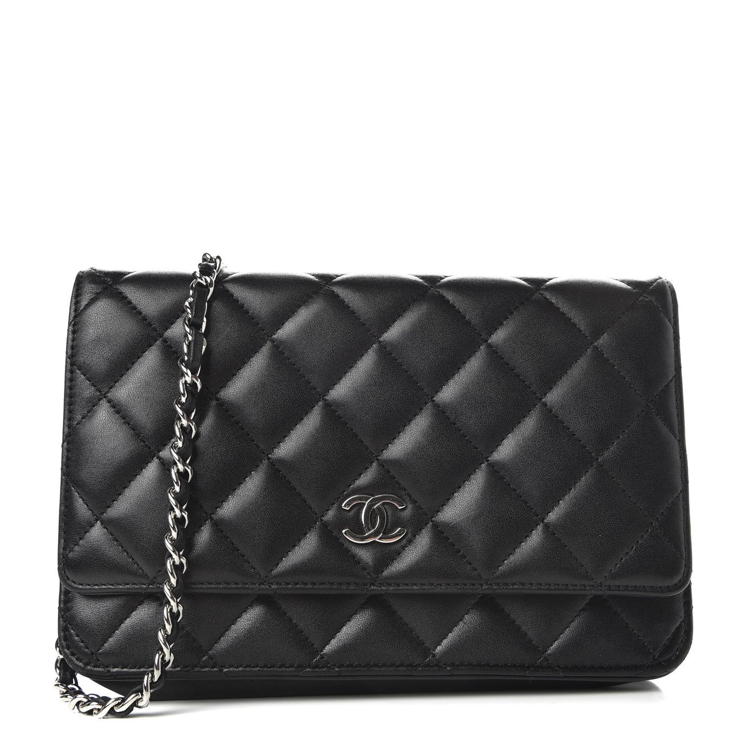 Lambskin Quilted Wallet On Chain WOC Black