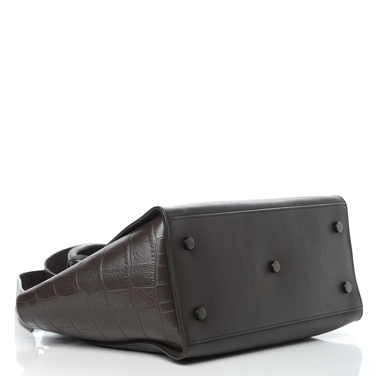 Saint Laurent Smooth Calfskin Crocodile Embossed Small Monogram Downtown Cabas Earth 4 of 9