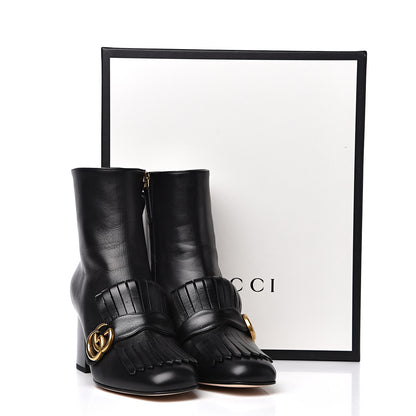 Gucci Malaga Kid GG Marmont Fringe 75mm Ankle Boots 39 Black 8 of 8