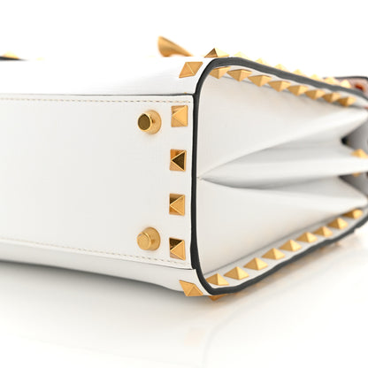 Valentino Garavani Grainy Calfskin Small Rockstud Alcove Top-Handle Flap Bag White 9 of 10