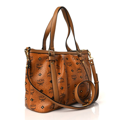 MCM Visetos Studded Medium Essentials Shopper Tote Cognac 3 of 10