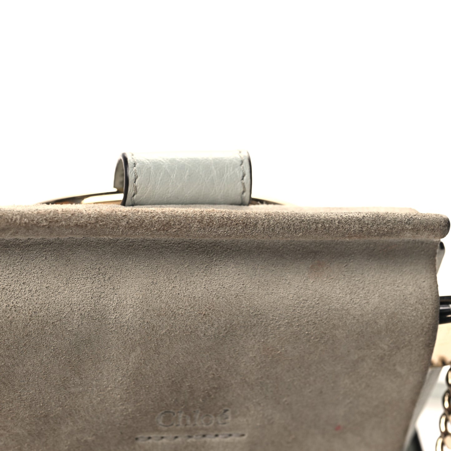 Suede Calfskin Mini Faye Bracelet Bag Airy Grey