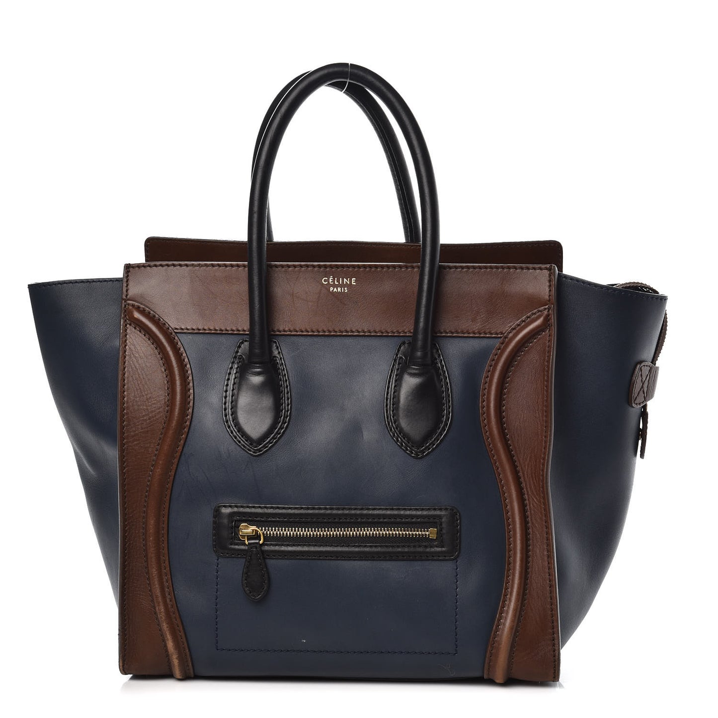 Smooth Calfskin Mini Tri-Color Luggage Navy