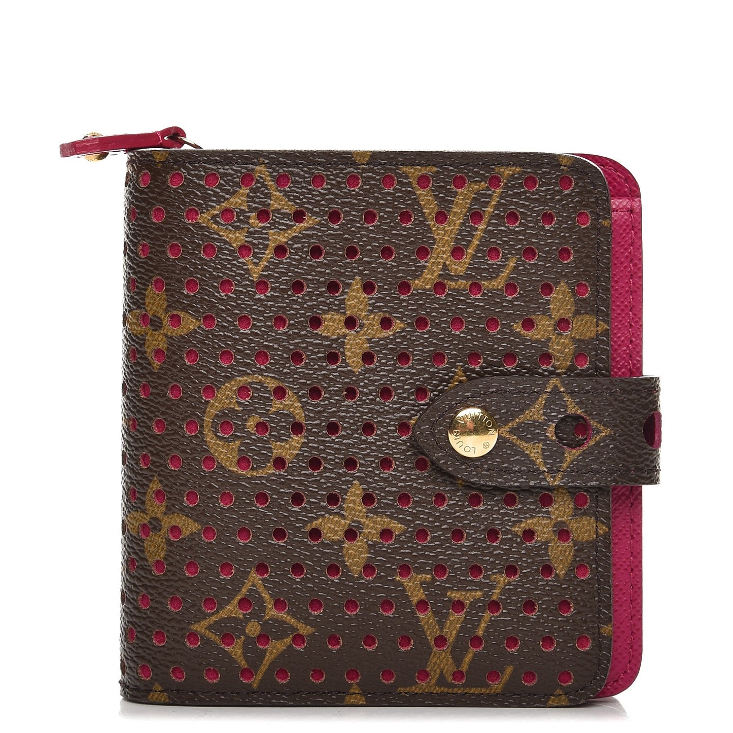 Monogram Perforated Compact Zipped Wallet Fuchsia