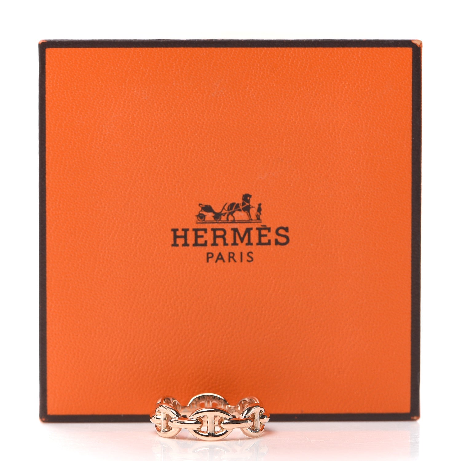 Hermes 18K Rose Gold PM Chaine D'Ancre Enchainee Ring 51 5.75 5 of 5
