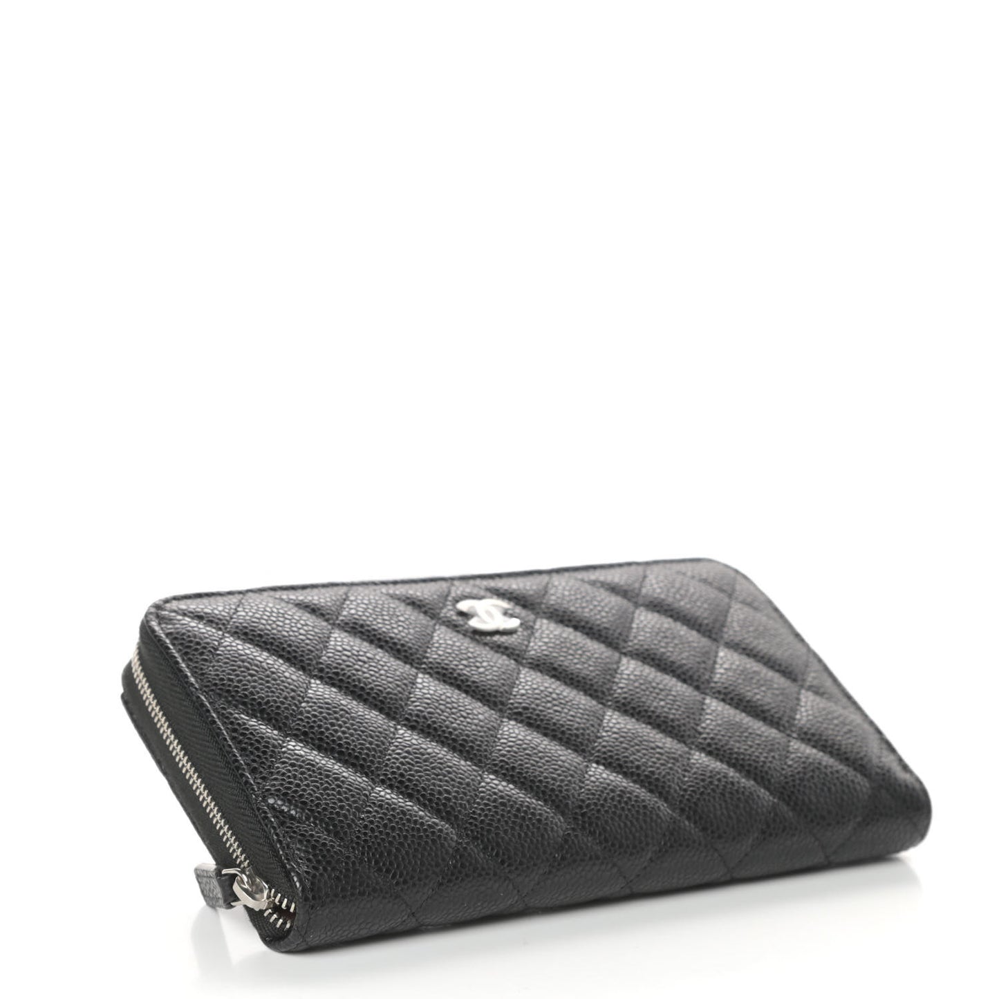 Caviar Quilted Large Gusset Zip Around Wallet Black