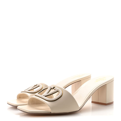 Valentino Garavani Calfskin Vlogo Cut Out 60mm Slide Sandals 41 Light Ivory 4 of 9