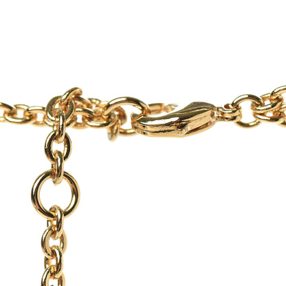 Christian Dior Metal Crystal Multi Strand Charms Necklace Gold 5 of 6