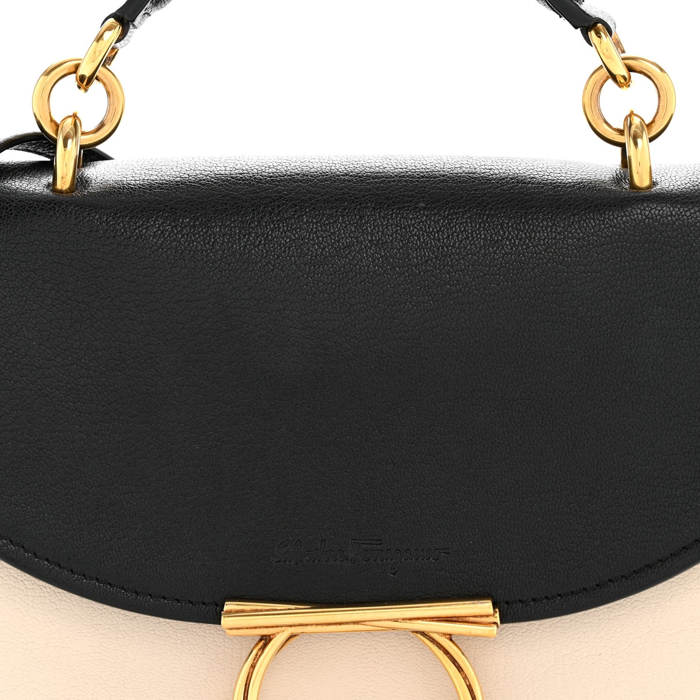 Calfskin Small Margot Top Handle Satchel Bone Black