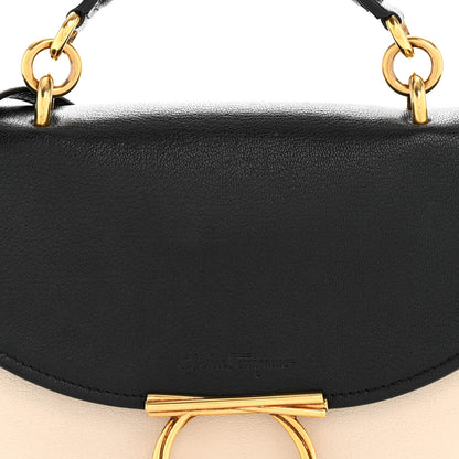 Salvatore Ferragamo Calfskin Small Margot Top Handle Satchel Bone Black 7 of 13