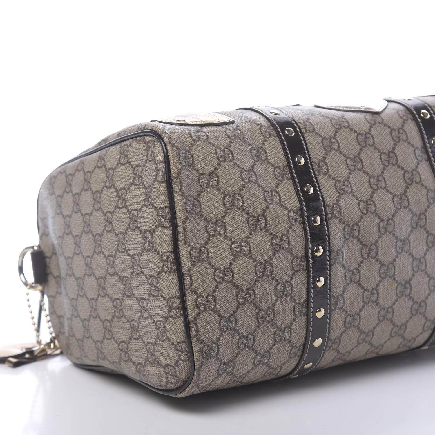 Gucci Monogram Guccissima Hearts Studded Medium Joy Boston Dark Brown 9 of 10