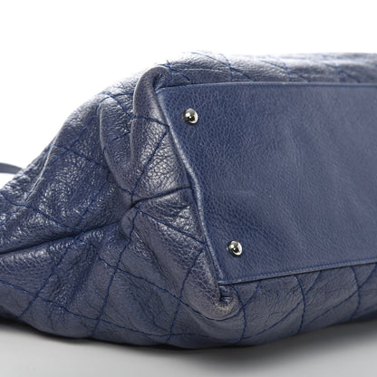 Chanel Glazed Calfskin Large On The Road Tote Dark Blue 10 of 12