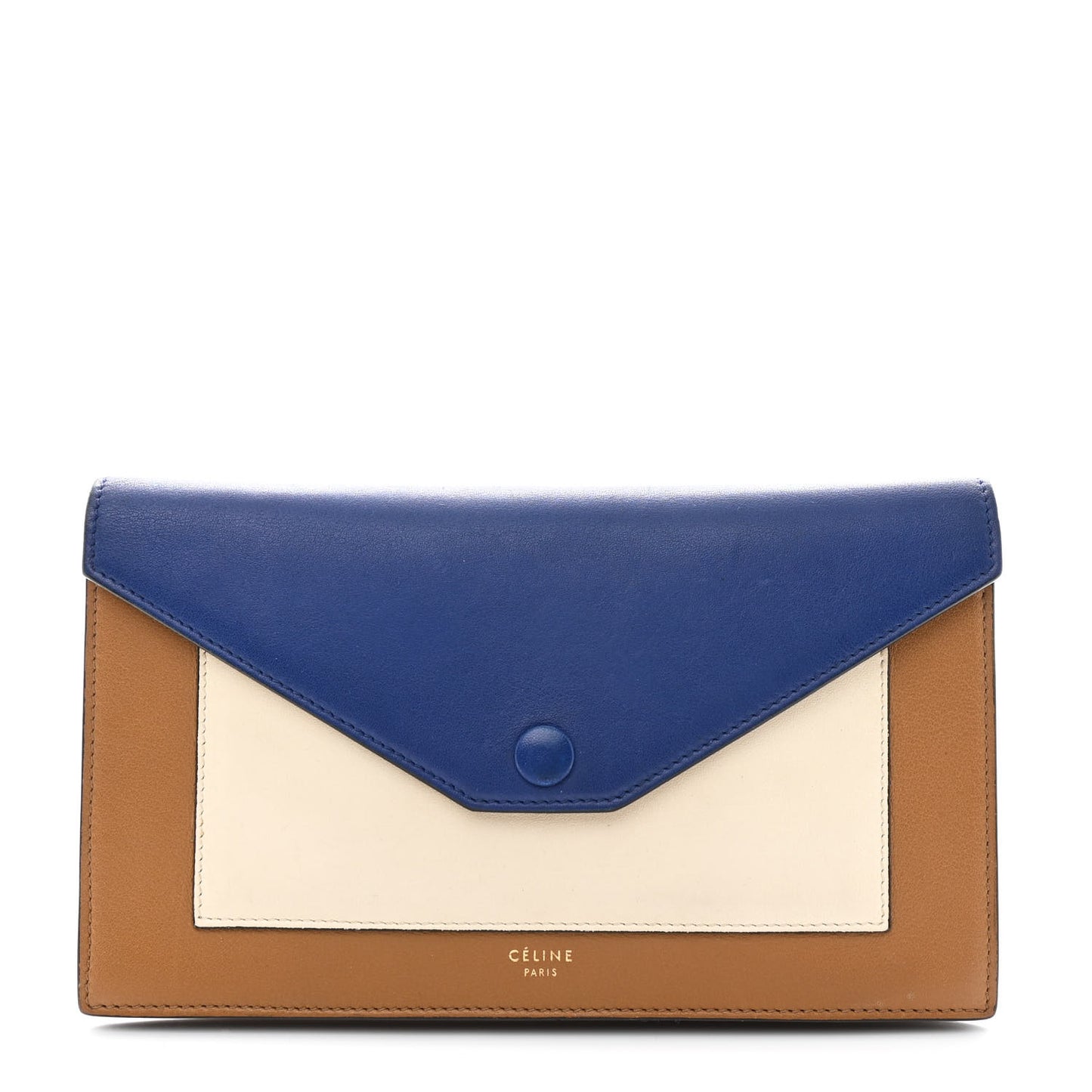 Liege Calfskin Pocket Tri-Fold Multifunction Envelope Flap Wallet Navy Multicolor