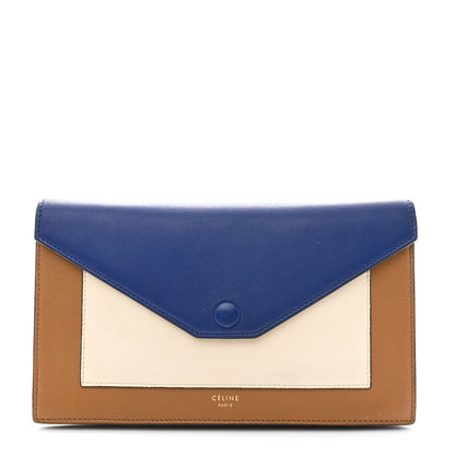 Celine Liege Calfskin Pocket Tri-Fold Multifunction Envelope Flap Wallet Navy Multicolor 1 of 11