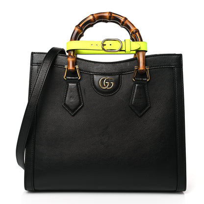 Gucci Calfskin Small Diana Tote Bag Black Yellow Fluo 1 of 9