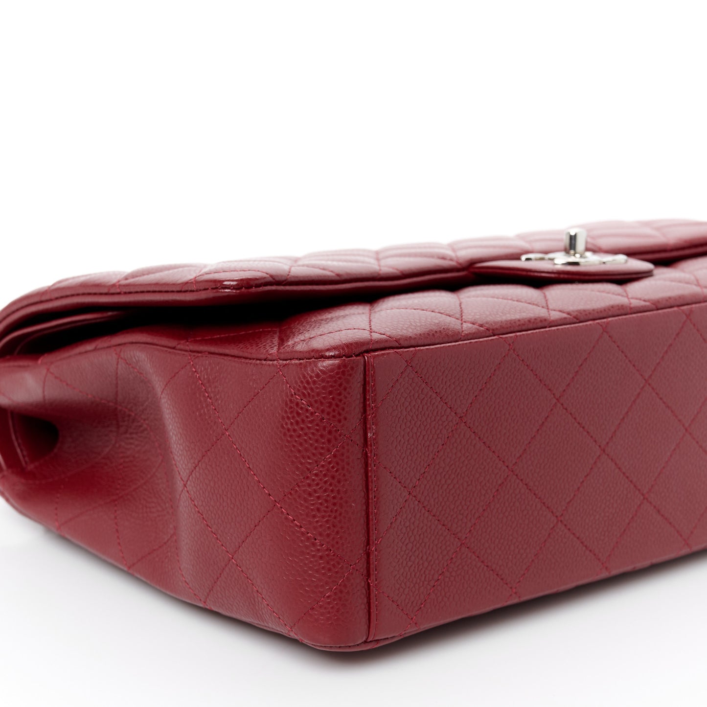 Caviar Quilted Maxi Double Flap Dark Red