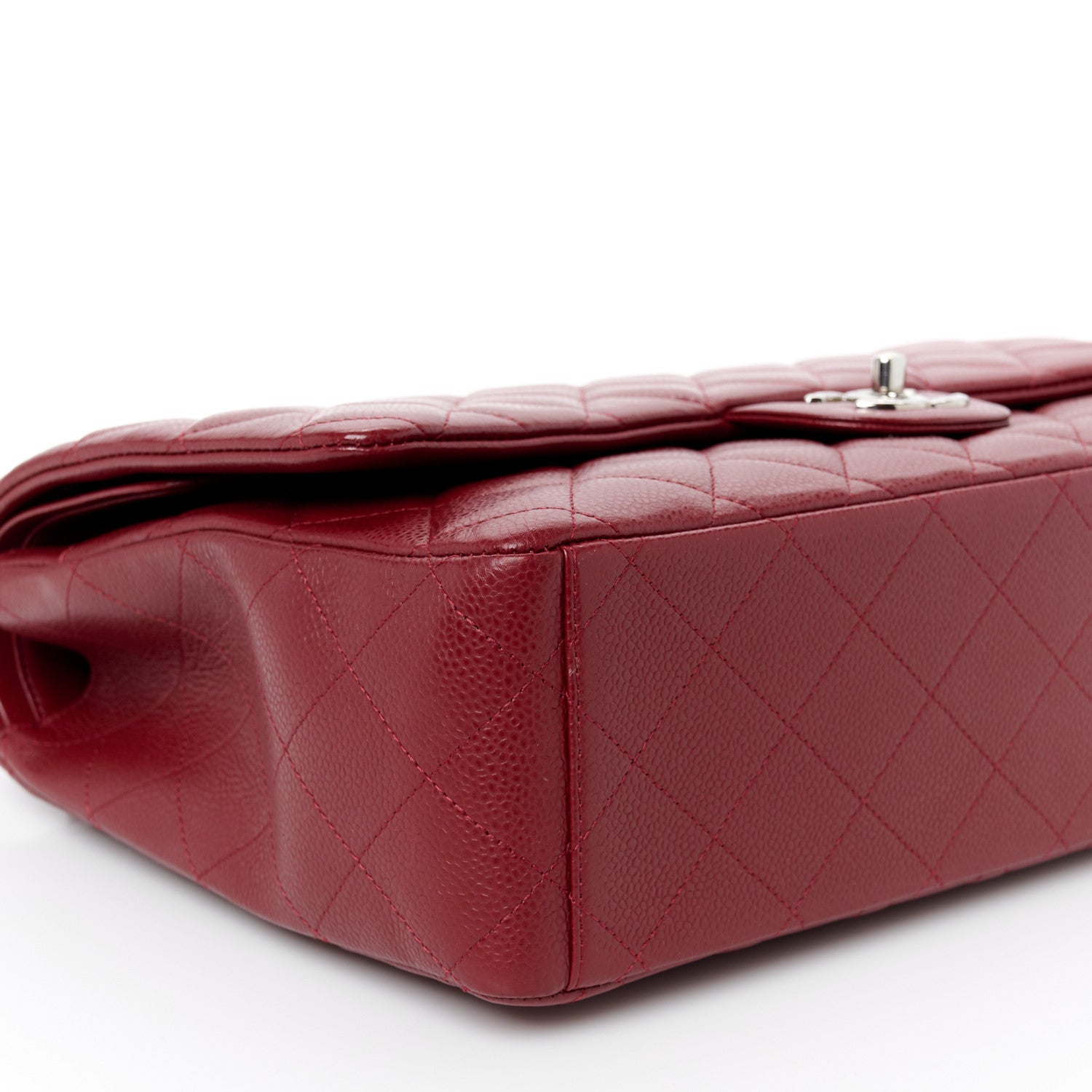 Chanel Caviar Quilted Maxi Double Flap Dark Red 10 of 12