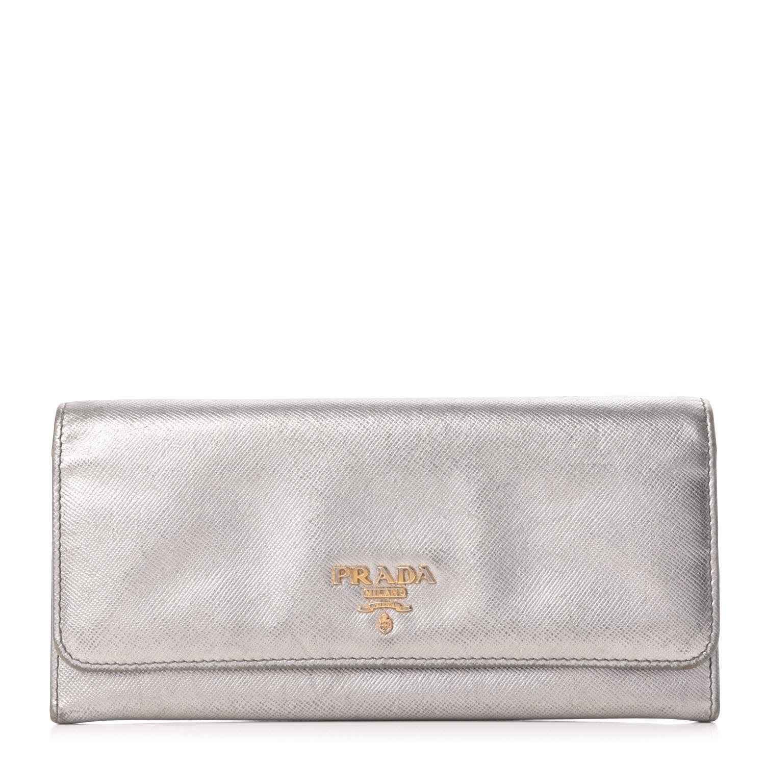 Prada Metallic Saffiano Colour Continental Flap Wallet Cromo 1 of 7