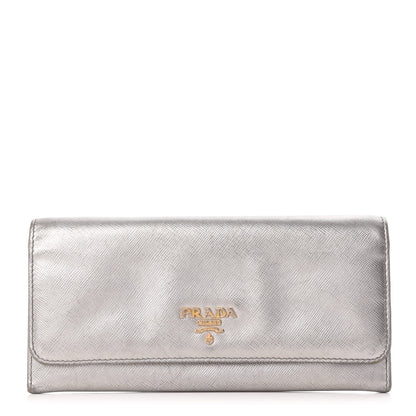 Prada Metallic Saffiano Colour Continental Flap Wallet Cromo 1 of 7