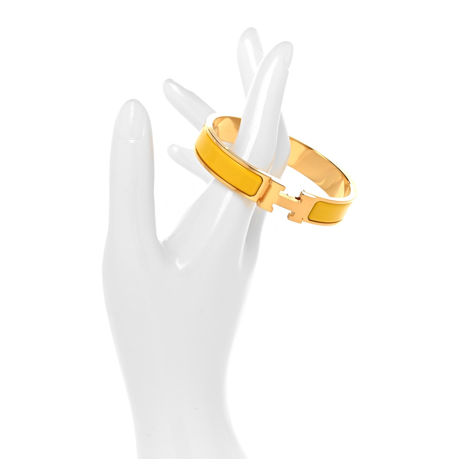 Hermes Enamel Clic Clac H Bracelet GM Narrow Yellow 3 of 8