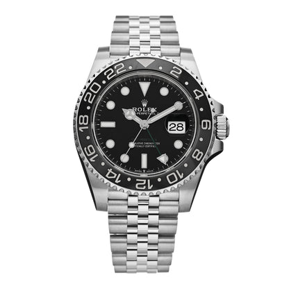 Rolex Stainless Steel 40mm Oyster Perpetual Date GMT Master II Bruce Wayne Watch Black 126710GRNR 1 of 5