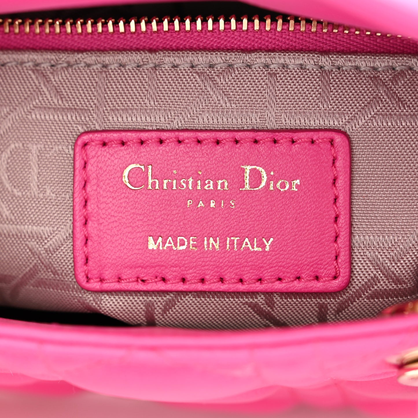 Lambskin Cannage Mini Lady Dior Fuchsia